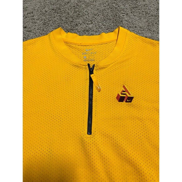Nike Giannis Antetokounmpo Short Sleeve Shirt Yellow Mesh Shirt Mens Medium - Picture 5 of 8